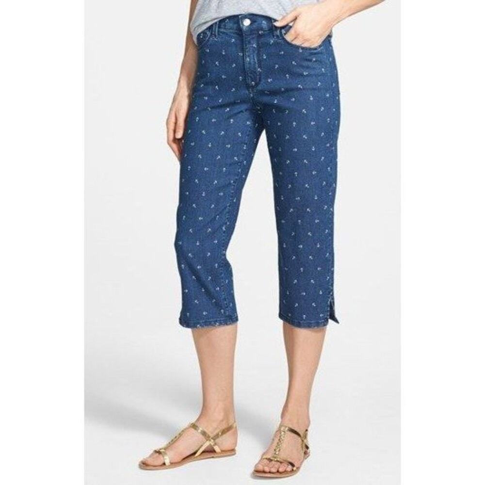 NYDJ Nanette Anchor Print Stretch Crop Jeans Women's Size Petite 8